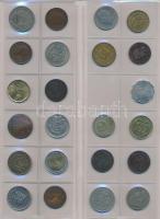 Vegyes magyar és külföldi fémpénz gyűjtemény 21db berakólapon, közte Libanon, Törökország, Svédorszá...