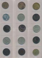 Vegyes magyar és külföldi fémpénz gyűjtemény 21db berakólapon, közte Libanon, Törökország, Svédorszá...