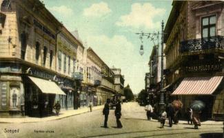 Szeged, Kárász utca, Haas Fülöp és Fiai, Földes Izsó és Varnay L. üzlete (EK)