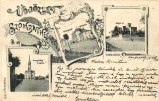 1898 Szombathely, Evangélikus templom, Gyalogsági laktanya, Bagolyvár, floral, Art Nouveau  (EK)