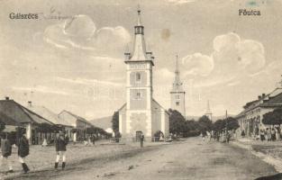 Gálszécs, Secovce; Fő utca, templom / main street, church (EK)