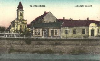 Szentgotthárd, Rába part, Központi kávéház, templom