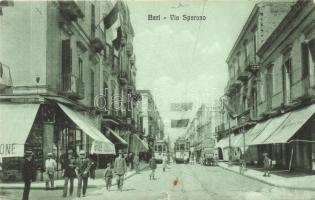 Bari, Via Sparano / street, trams, shops (b)