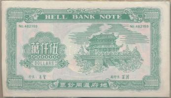 Kína DN Bontatlan csomag kínai égetési pénz 150db 50.000.000 névértékben T:I
China ND Hell banknote...