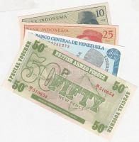Vegyes: Indonézia 1964. 10S + 25S + Nagy-Britannia / Katonai kiadás 1972. 50p + Venezuela 1989. 2B T...