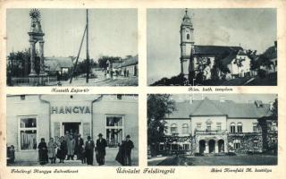 Iregszemcse, Felsőireg; Kossuth Lajos tér, Hangya szövetkezet, Báró Kornfeld M. kastélya; Tóth Szabó Gyula fényképész felvétele (fl)