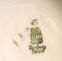 Zsolnay teás és mokkás kiöntő és cukortartó, kis kiöntő, matricás, jelzett, hibátlan, összesen:4 db