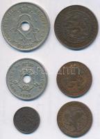 Vegyes: Belgium 1902. 10c Cu-Ni francia körirat + 1928. 25c Cu-Ni holland körirat + Hollandia 1878. ...