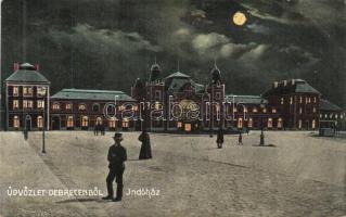 Debrecen, indóház, vasútállomás, este