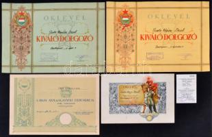 10db  vegyes szocialista kitüntetést adományozó okirat, kitüntető oklevél, igazolvány