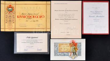 10db  vegyes szocialista kitüntetést adományozó okirat, kitüntető oklevél