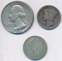 Vegyes: Amerikai Egyesült Államok 1917. 1D Ag "Mercury" + 1961D 1/4$ Ag "Washington&q...