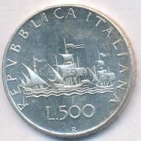 Olaszország 1970R 500L Ag "Kolumbusz hajói" T:2 Italy 1970R 500 Lire Ag "Columbus' ships" C:XF