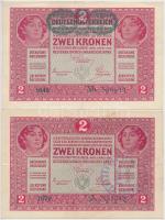1917. 2K (2x), egyik zöld "Deutschösterreich", másik kék körbélyegzéssel T:II-,III