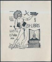 Ex libris, klisé, papír, jelzett a klisén, 12x10 cm