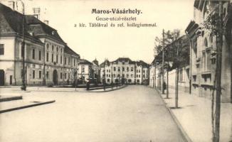 Marosvásárhely, Targu Mures; Gecse utca, Királyi Táblabíróság, református kollégium / street, court house, dormitory