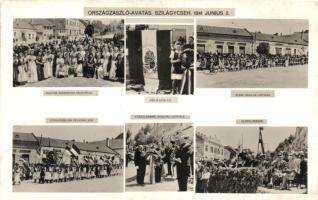 1941 Szilágycseh, Cehu Silvaniei; bevonulás, Országzászló avatás; Sas Béla felvétele / entry of the Hungarian troops, flag inauguration (ragasztónyom / gluemark)