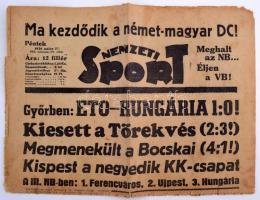 1938 a Nemzeti Sport 30. évf. 103. lapszáma érdekes aktuális hírekkel, hiányos