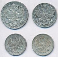 Orosz Birodalom 1911. 20k Ag + 1913. 15k Ag + 1914. 10k Ag + 1915. 10k Ag T:2,2- foglalatnyom 15k pe...