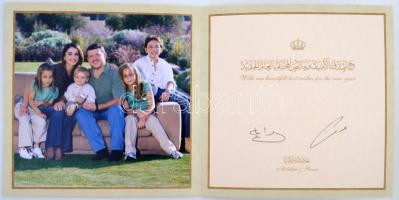 II. Abdullah(1962-) jordán király üdvözlő lapja Sólyom László egykori köztársaság elnöknek, nyomtato...