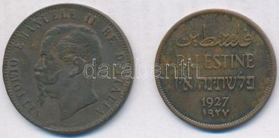 Vegyes: Olaszország 1866OM 10c Cu "II. Viktor Emánuel" + Palesztina 1927. 2m Br T:2,2-
Mi...