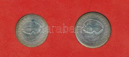 1969. 50Ft Ag + 100Ft Ag "Tanácsköztársaság" pár, eredeti piros MNB tokban T:BU