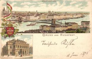 1896 Budapest, Operaház, címer, zászló, litho (EK)