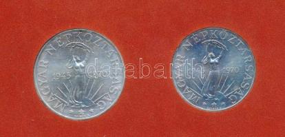 1970. 50Ft Ag + 100Ft Ag "Felszabadulás" pár, eredeti MNB plasztiktokban (piros) T:BU