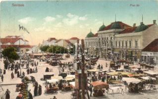 Szolnok, Piac tér, Fehér Adolf, Kenéz, Rosenzveig Ede és Koppán György üzlete (EK)