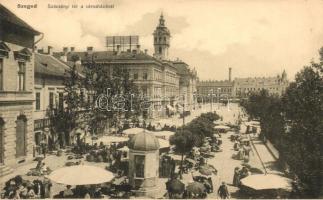 Szeged, Széchenyi tér, Városháza, piac, üzlet