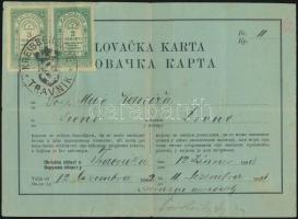1892 Boszniai Vadászati engedély illetékbélyegekkel / Hunting licence from Bosnia Herzegovina with fiscal stamps
