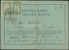 1892 Boszniai Vadászati engedély illetékbélyegekkel / Hunting licence from Bosnia Herzegovina with fiscal stamps