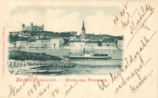 1899 Pozsony, Pressburg; Izabella gőzhajó / view with steamer