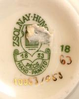 Zsolnay búzavirág mintás kis váza, kézzel festett, jelzett, hibátlan, m:11 cm