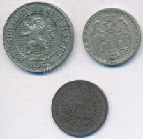 Vegyes: Ausztria 1885. 5/10kr Cu + Belgium 1895. 10c Cu-Ni holland körirattal + Szerbia 1883. 5p Cu-...