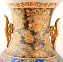 Jelzett kínai padlóváza, kézzel festett, hibátlan, m:60 cm