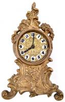 Modern barokk stílusú bronz asztali óra, jelzett (Mera poltik), nem működik, m:25 cm