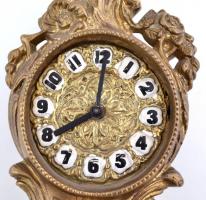 Modern barokk stílusú bronz asztali óra, jelzett (Mera poltik), nem működik, m:25 cm