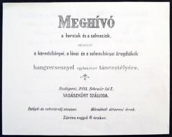 1933 Meghívó a barsiak és a selmeciek, valamint a kötrmöcbányai diákok táncestélyére, hátoldalán címerekkel