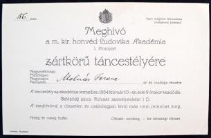 1934 Meghívó a Ludovika Akadémia táncestélyére