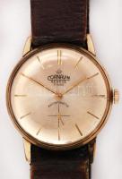 Cornavin másodpercmutatós férfi karóra, jelzett, működik, számlapon apró karcolás,  bőr szíjjal