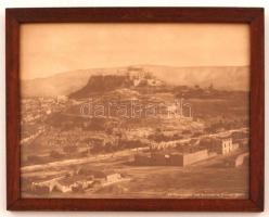 cca 1930-40 Akropolisz, Athén, Görögország, régi fotók üvegezett keretben, 2db, 22x27cm