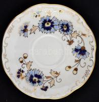 Zsolnay búzavirág mintás mokkás csésze és csészealj, kézzel festett, jelzett, hibátlan