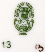 Zsolnay búzavirág mintás mokkás csésze és csészealj, kézzel festett, jelzett, hibátlan