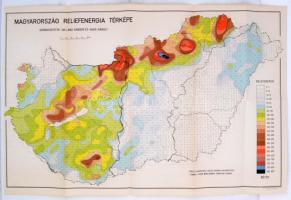 1962 Magyarország reliefenergia térképe, szerk.:dr. Láng Sándor, Vass Károly.Szép állapotban. 46x66cm