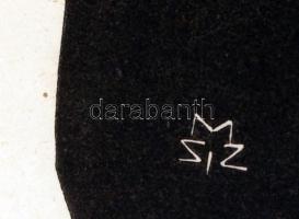 Mözsi Szabó István (1927- ): Szarvas anyó, linómetszet, papír, jelzett a dúcon, üvegezett fa keretbe...