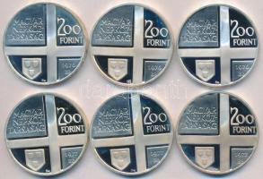 1976-1977. 200Ft Ag (6xklf) Teljes "Festőművész-sor": "Derkovits, Munkácsy, Szinyei, ...