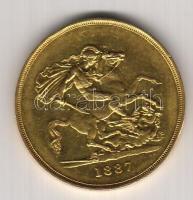 Nagy-Britannia 1887. 5Pounds Au "Victoria" 39,94g T:2 ph RR!! Csak 54000!