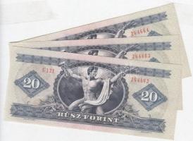 1975. 20Ft (3x) sorszámkövetők T:II-,IIII mindnél szép, ropogós papír
