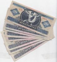 1965-1975. 20Ft (8x) T:II-,III mindnél szép, ropogós papír
